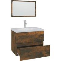 Berkfield Home Full Bathroom Furniture Set Smoked Oak Engineered Wood in Brown