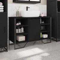 Berkfield Home Modern Bathroom Sink Cabinet Black 91x35x60 cm Engineered Wood | Size: 91 x 35 x 60 cm