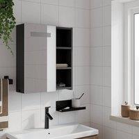 Berkfield Home Durable Bathroom Mirror Cabinet with LED Light Black 45x13x52 cm | Size: 45 x 13 x 52 cm