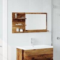 Berkfield Home Durable Bathroom Mirror Cabinet Old Wood 90x11x45 cm Engineered Wood in Brown | Size: 90 x 11 x 45 cm