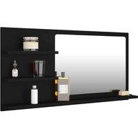 Berkfield Home Durable Bathroom Mirror Black 90x10.5x45 cm Engineered Wood