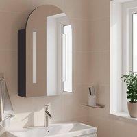 Berkfield Home Durable Bathroom Mirror Cabinet with LED Light Arched Grey 42x13x70 cm | Size: 42 x 13 x 70 cm