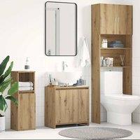 Berkfield Home Durable Bathroom Sink Cabinet Artisan Oak 60x33x60 cm Engineered Wood in Brown | Size: 60 x 33 x 60 cm