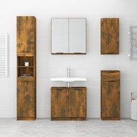 Berkfield Home Durable Bathroom Cabinet Smoked Oak 32x34x188.5 cm Engineered Wood in Brown