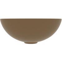 Berkfield Home Sleek Bathroom Sink Ceramic Matt Cream Round in Tan