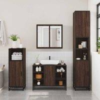 Berkfield Home Elegant Bathroom Sink Cabinet Brown Oak 80x33x60 cm Engineered Wood | Size: 80 x 33 x 60 cm