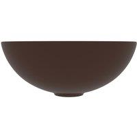 Berkfield Home Sleek Bathroom Sink Ceramic Dark Brown Round