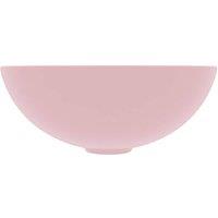 Berkfield Home Sleek Bathroom Sink Ceramic Matt Pink Round