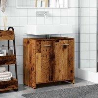 Berkfield Home Comfortable Bathroom Sink Cabinet Old Wood 60x33x60 cm Engineered Wood in Brown | Size: 60 x 33 x 60 cm