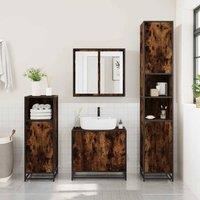 Berkfield Home Elegant Bathroom Sink Cabinet Smoked Oak 65x33x60 cm Engineered Wood in Brown | Size: 65 x 33 x 60 cm