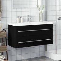 Berkfield Home Elegant Bathroom Sink Cabinet with Built-in Basin Black