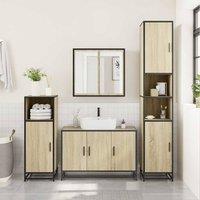 Berkfield Home Elegant Bathroom Sink Cabinet Sonoma Oak 90x33x60 cm Engineered Wood in Light Tan | Size: 90 x 33 x 60 cm