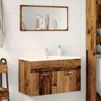 Berkfield Home Durable Bathroom Sink Cabinet Old Wood 90x38.5x46 cm Engineered Wood in Brown