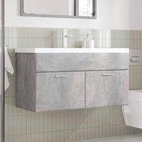 Berkfield Home Stylish Bathroom Sink Cabinet with Built-in Basin Concrete Grey