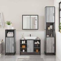 Berkfield Home Elegant Bathroom Sink Cabinet Grey Sonoma 80x33x60 cm Engineered Wood | Size: 80 x 33 x 60 cm
