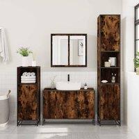 Berkfield Home Elegant Bathroom Sink Cabinet Smoked Oak 90x33x60 cm Engineered Wood in Brown | Size: 90 x 33 x 60 cm