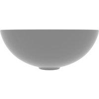 Berkfield Home Sleek Bathroom Sink Ceramic Light Grey Round