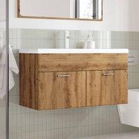 Berkfield Home Stylish Bathroom Sink Cabinet with Built-in Basin Artisan Oak in Brown
