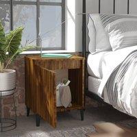 Berkfield Home Sturdy Bed Cabinet with Metal Legs Brown Oak 40x30x50 cm | Size: 40 x 30 x 50 cm