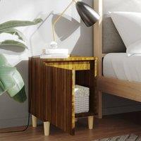 Berkfield Home Sturdy Bed Cabinets with Solid Wood Legs 2 pcs Brown Oak 40x30x50 cm | Size: 40 x 30 x 50 cm