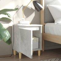 Berkfield Home Sturdy Bed Cabinets with Solid Wood Legs 2pcs Concrete Grey 40x30x50cm | Size: 40 x 30 x 50 cm