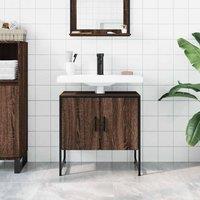 Berkfield Home Sturdy Bathroom Sink Cabinet Brown Oak 60x33x60 cm Engineered Wood | Size: 60 x 33 x 60 cm