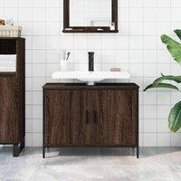 Berkfield Home Sturdy Bathroom Sink Cabinet Brown Oak 80x30x60 cm Engineered Wood | Size: 80 x 30 x 60 cm