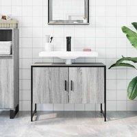 Berkfield Home Sturdy Bathroom Sink Cabinet Grey Sonoma 80x33x60 cm Engineered Wood | Size: 80 x 33 x 60 cm