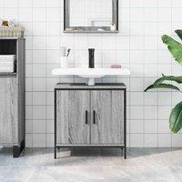 Berkfield Home Sturdy Bathroom Sink Cabinet Grey Sonoma 60x30x60 cm Engineered Wood | Size: 60 x 30 x 60 cm