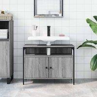 Berkfield Home Sturdy Bathroom Sink Cabinet Grey Sonoma 80x30x60 cm Engineered Wood | Size: 80 x 30 x 60 cm