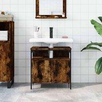Berkfield Home Sturdy Bathroom Sink Cabinet Smoked Oak 60x30x60 cm Engineered Wood in Brown | Size: 60 x 30 x 60 cm