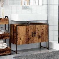 Berkfield Home Comfortable Bathroom Sink Cabinet Old Wood 80x33x60 cm Engineered Wood in Brown | Size: 80 x 33 x 60 cm