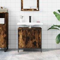 Berkfield Home Sturdy Bathroom Sink Cabinet Smoked Oak 60x30x60 cm Engineered Wood in Brown | Size: 60 x 30 x 60 cm