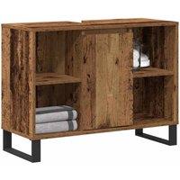 Berkfield Home Rustic Bathroom Vanity Unit Old Wood Particle board Medium in Brown