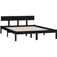 Berkfield Home Modern Bed Frame Black Solid Wood 120x190 cm Small Double