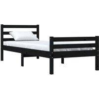 Berkfield Home Beautiful Bed Frame Black Solid Wood 100x200 cm