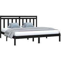 Berkfield Home Beautiful Bed Frame Black Solid Wood 200x200 cm