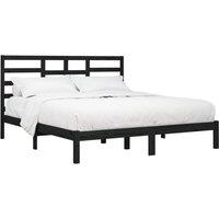 Berkfield Home Beautiful Bed Frame Black Solid Wood 200x200 cm