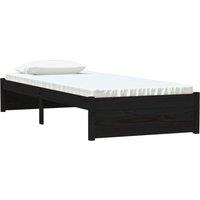 Berkfield Home Beautiful Bed Frame Black Solid Wood 75x190 cm Small Single