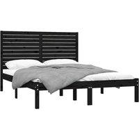 Berkfield Home Beautiful Bed Frame Black Solid Wood 150x200 cm King Size