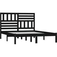 Berkfield Home Beautiful Bed Frame Black Solid Wood Pine 140x190 cm