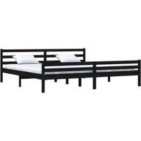 Berkfield Home Beautiful Bed Frame Black Solid Wood 200x200 cm