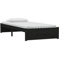 Berkfield Home Beautiful Bed Frame Black Solid Wood 90x190 cm Single
