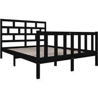 Berkfield Home Beautiful Bed Frame Black Solid Wood Pine 135x190 cm Double
