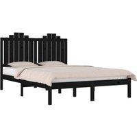 Berkfield Home Beautiful Bed Frame Black Solid Wood Pine 140x190 cm