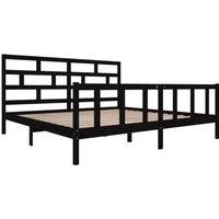 Berkfield Home Beautiful Bed Frame Black Solid Wood Pine 200x200 cm