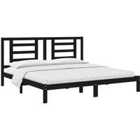 Berkfield Home Beautiful Bed Frame Black Solid Wood Pine 200x200 cm