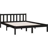 Berkfield Home Modern Bed Frame Black Solid Wood Pine 135x190 cm Double