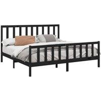 Berkfield Home Beautiful Bed Frame Black Solid Wood Pine 200x200 cm