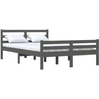 Berkfield Home Beautiful Bed Frame Grey Solid Wood 120x200 cm | Size: Small Double